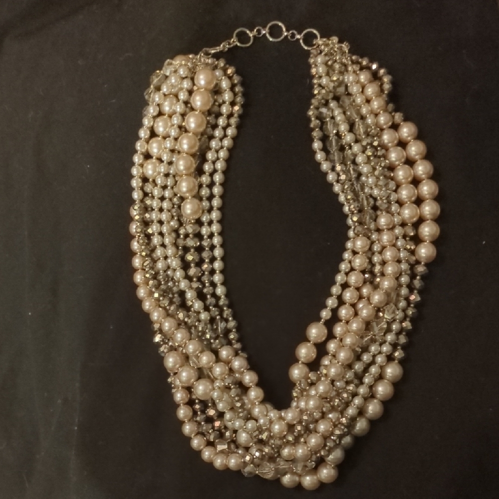 LOFT Multi-Strand Pearl And Crystal Necklace